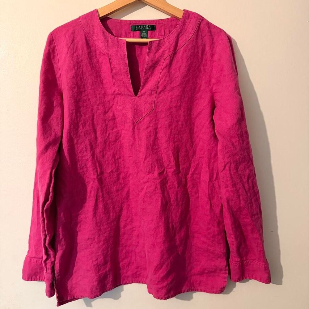 Ralph-Lauren Women's Pink Linen Shirt